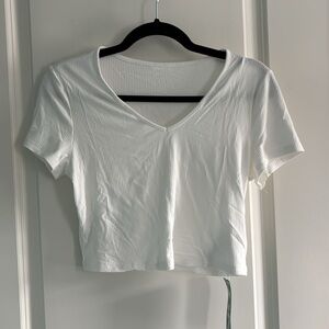 NEW V-Neck White Crop Top from SHEIN Size Large